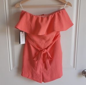 NWT Babaton Coral Strapless Altamiro Romper Size 2